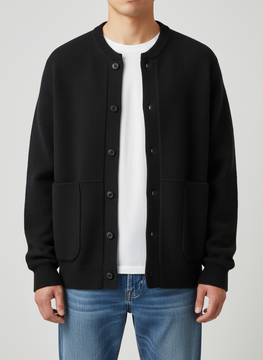 Men's Button Down Crew Neck Sweater - VibreMode