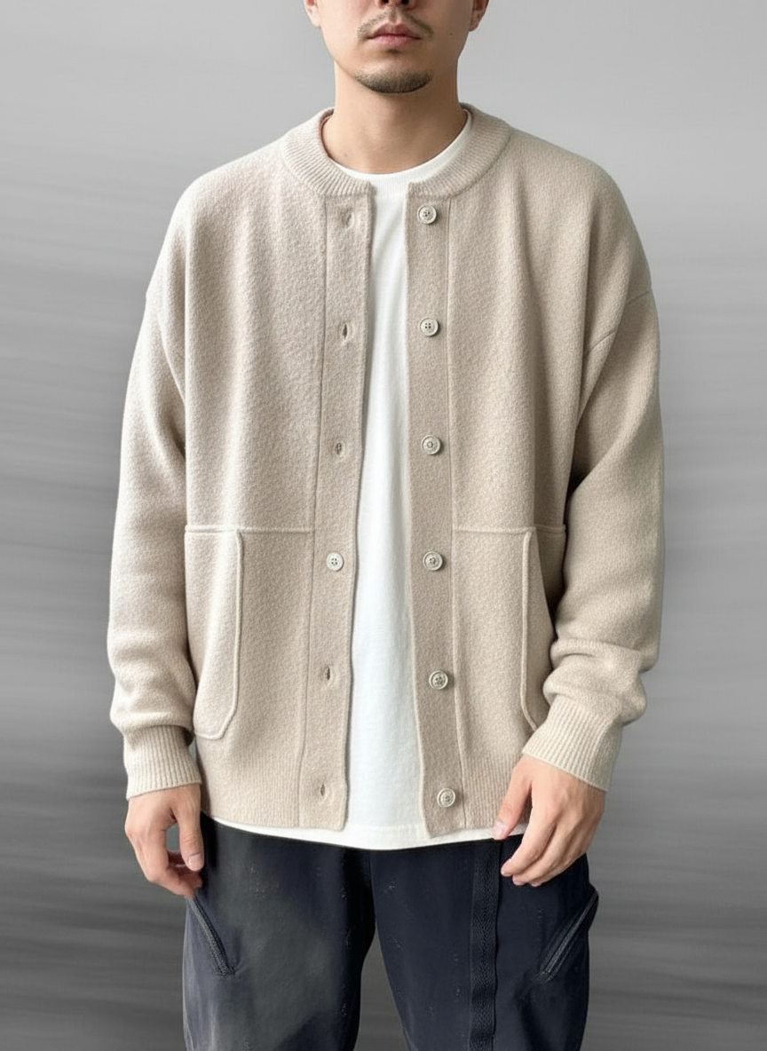 Men's Button Down Crew Neck Sweater
