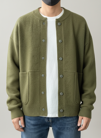 Men's Button Down Crew Neck Sweater