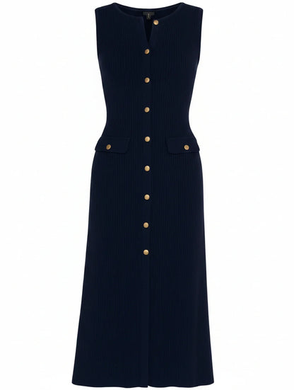 Women's A-Line Midi Dress Button Front