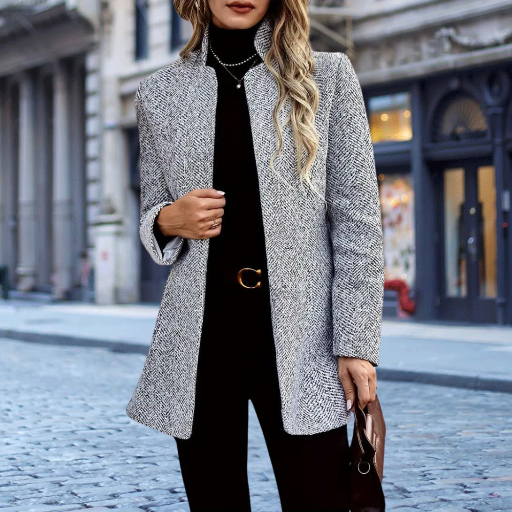 Women's Ankle Coat Single Row Buttons Notch Lapel - VibreMode