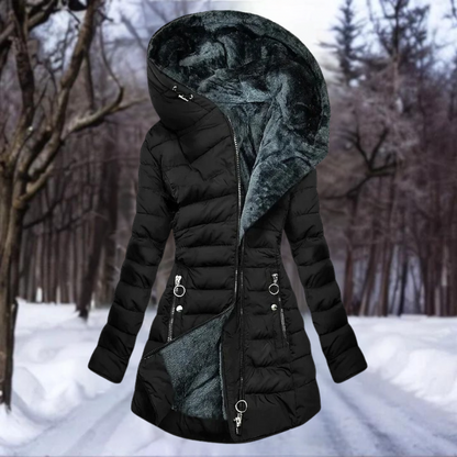Laura Women's Plush Coat Soft Elegant Black