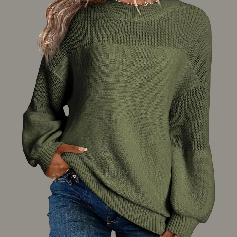 Women's Textured Crewneck Sweater Oversized - VibreMode