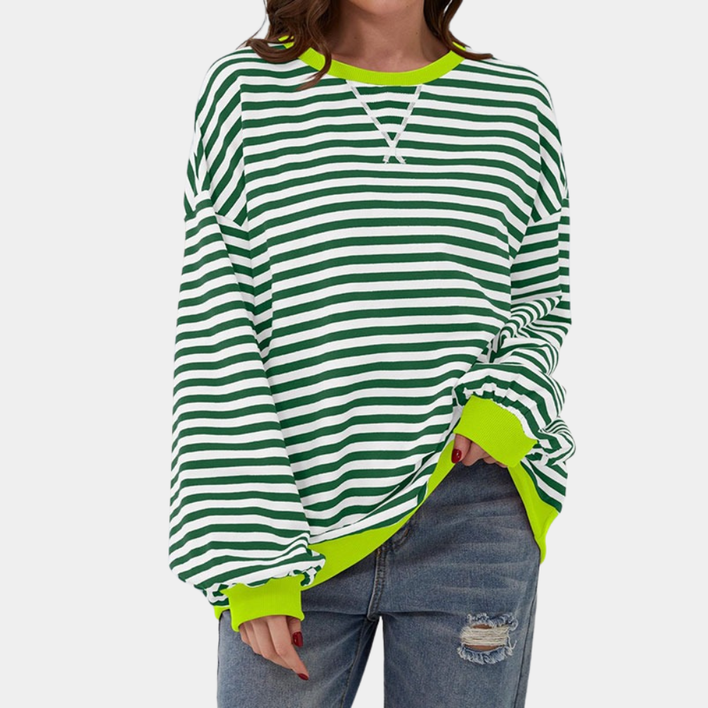 Women's Oversized Striped Long Sleeve T-Shirt