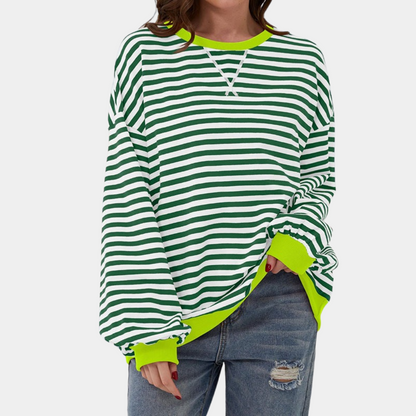 Women's Long Sleeve Striped T-Shirt Oversized