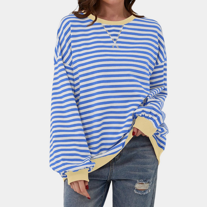Women's Oversized Striped Long Sleeve T-Shirt