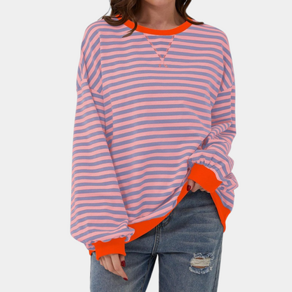 Women's Long Sleeve Striped T-Shirt Oversized