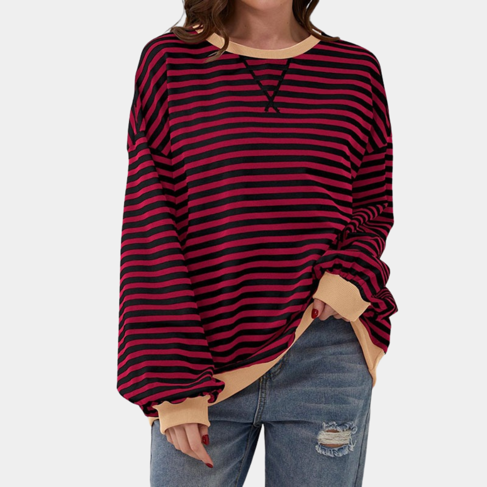 Women's Long Sleeve Striped T-Shirt Oversized
