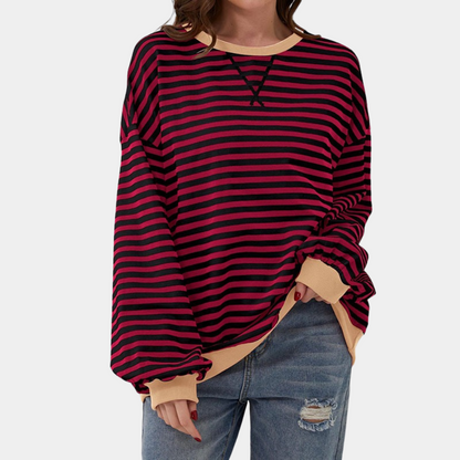 Women's Long Sleeve Striped T-Shirt Oversized