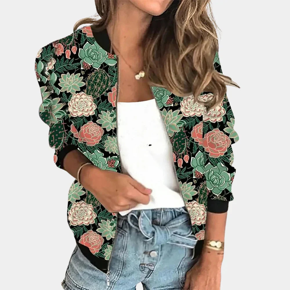 Women's Floral Printed Jacket - VibreMode