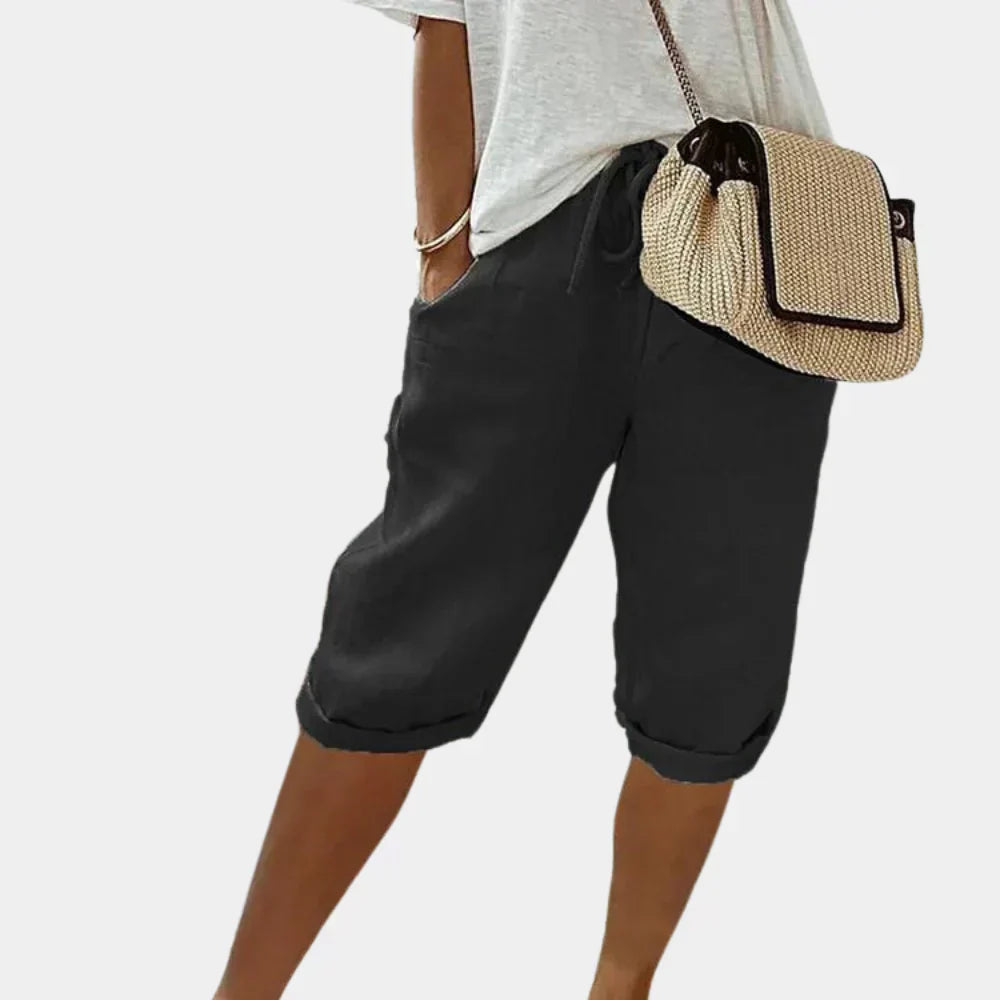 Women's Linen Blend Shorts Comfortable - VibreMode