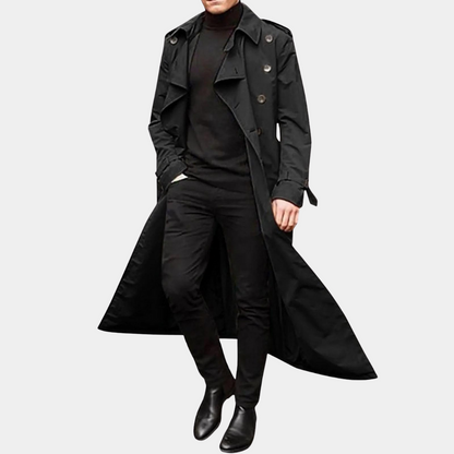 Men's Double-Breasted Trench Coat Wool Classic
