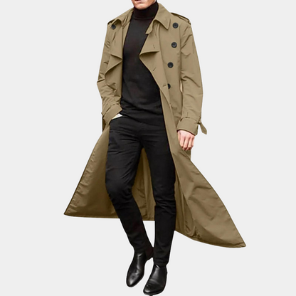 Men's Double-Breasted Trench Coat Wool Classic