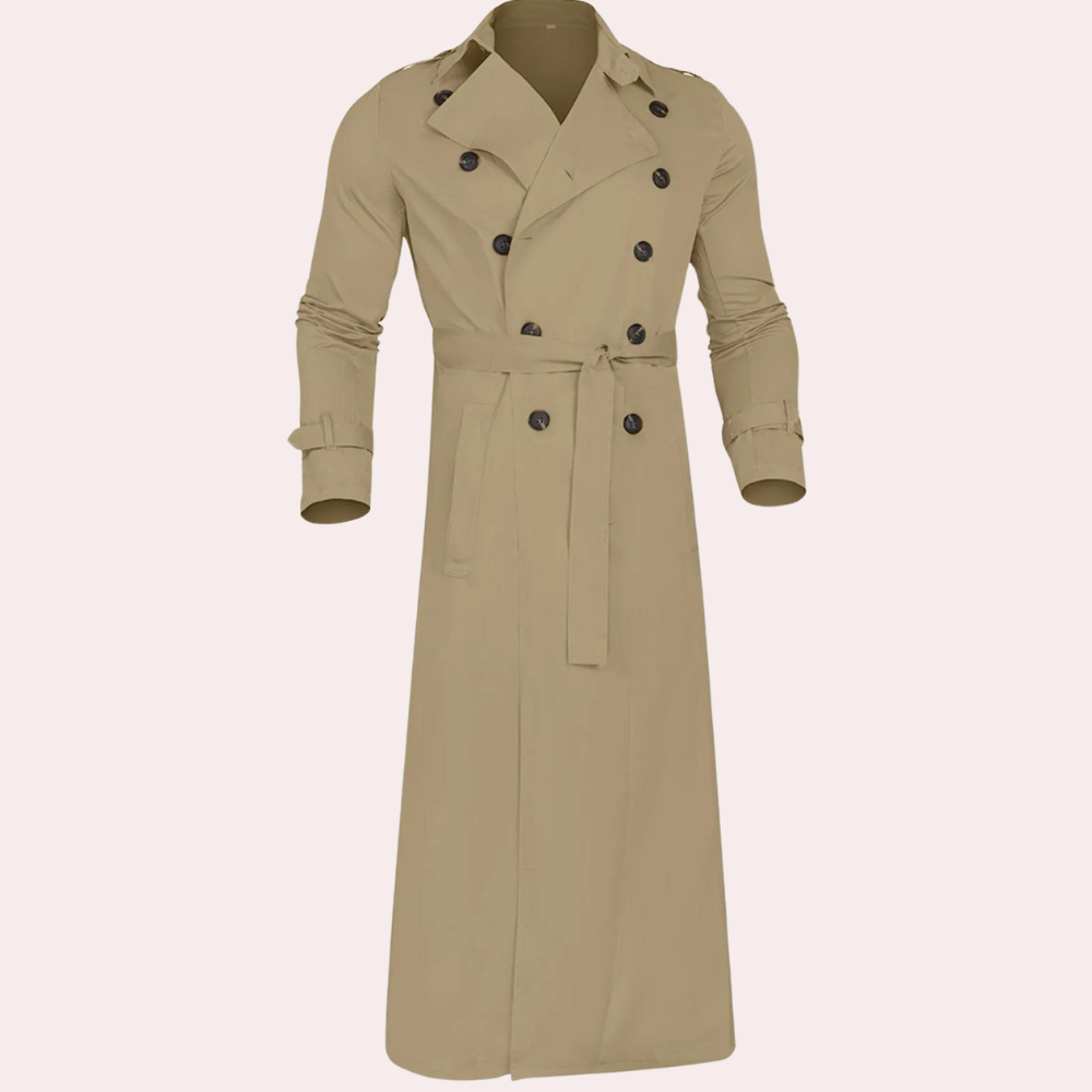 Men's Double-Breasted Trench Coat Wool Classic