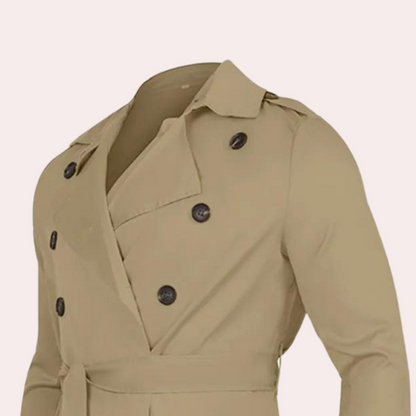 Men's Double-Breasted Trench Coat Wool Classic