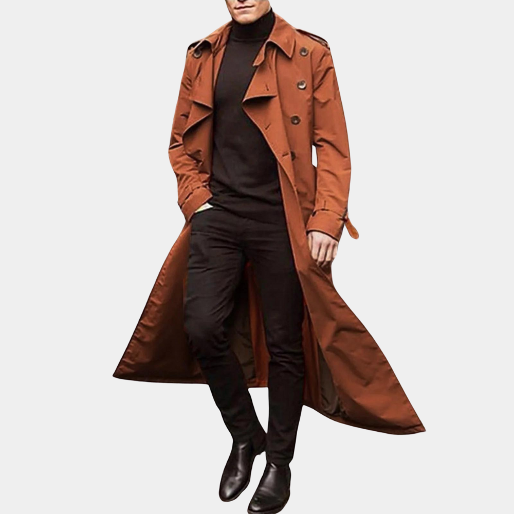 Men's Double-Breasted Trench Coat Wool Classic - VibreMode