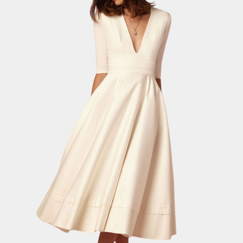 Chic Women's Flared Knee Length Dress - VibreMode