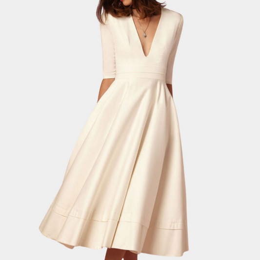 Chic Women's Flared Knee Length Dress - VibreMode
