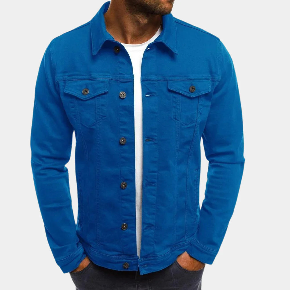 Men's Denim Jacket Casual Comfortable Blue - VibreMode