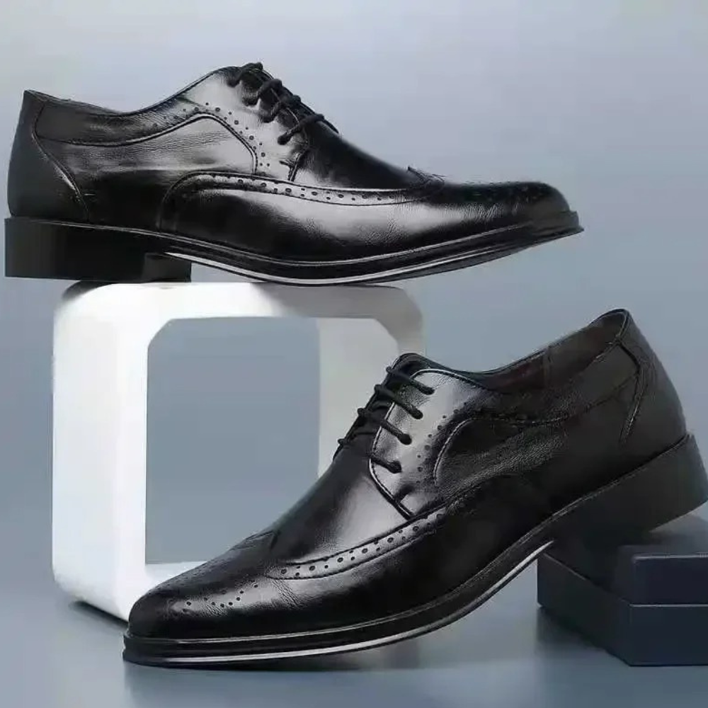 Men's Leather Oxford Shoes Formal Black - VibreMode