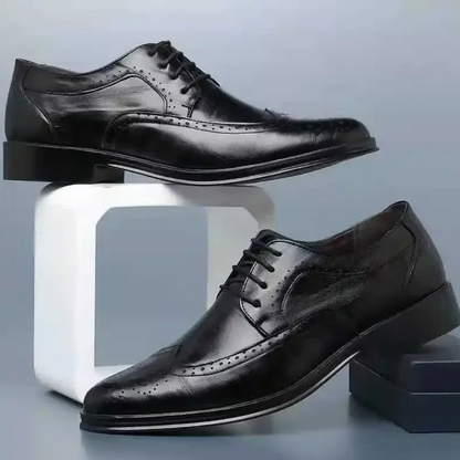 Men's Leather Oxford Shoes Formal Black - VibreMode