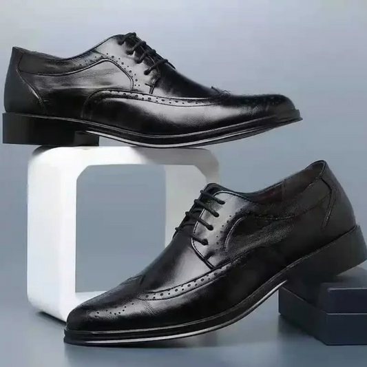 Men's Leather Oxford Shoes Formal Black - VibreMode