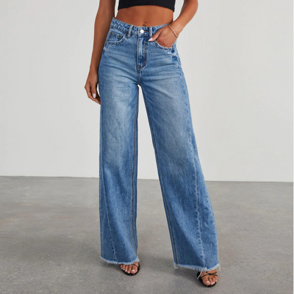Women's High-Waisted Wide-Leg Jeans Comfortable Casual - VibreMode