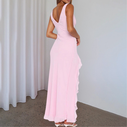 Paige Women's Sleeveless V-Neck Maxi Dress Asymmetrical Hem