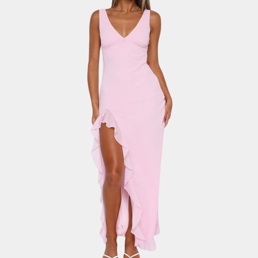 Paige Women's Sleeveless V-Neck Maxi Dress Asymmetrical Hem