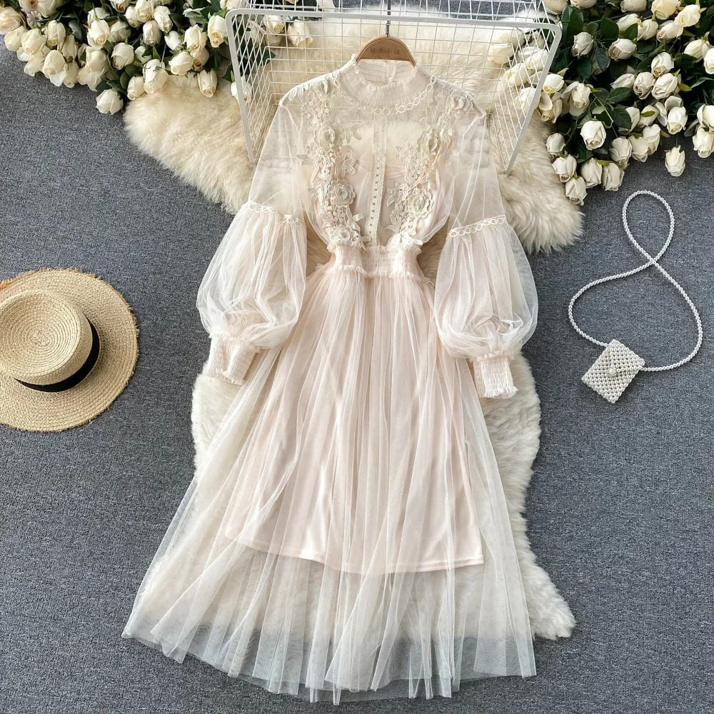 Women's Floral Dress Stand-Up Collar