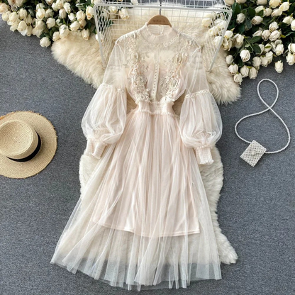 Women's Floral Dress Stand-Up Collar