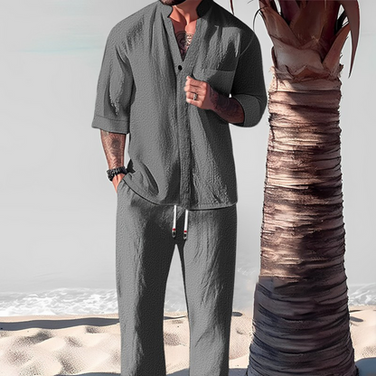 Men's Linen Tracksuit 2-Piece Set Classic Comfortable