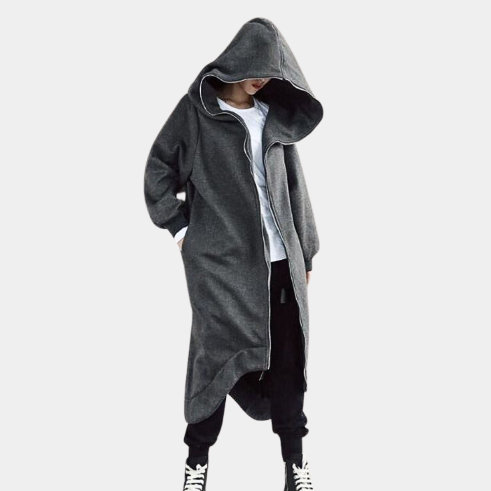 Women's Oversized Hooded Coat Zipper Closure
