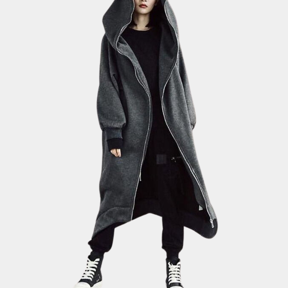 Women's Oversized Hooded Coat Zipper Closure