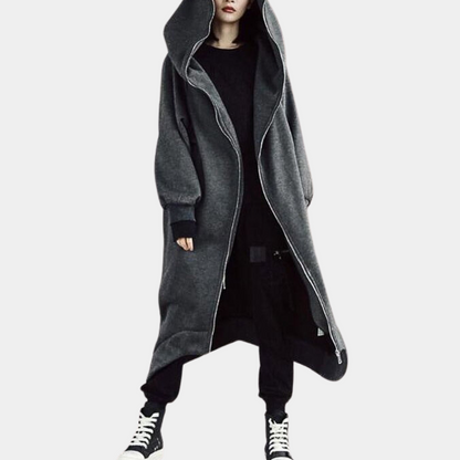 Women's Oversized Hooded Coat Zipper Closure