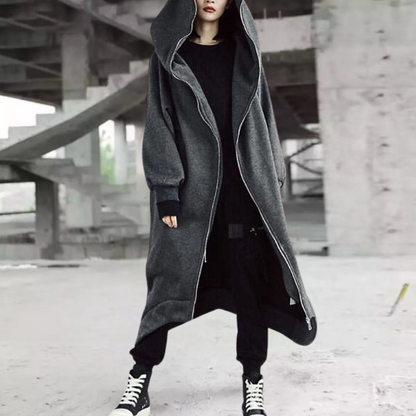 Women's Oversized Hooded Coat Zipper Closure