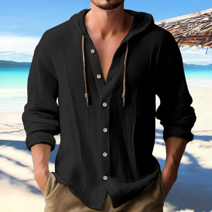 Men's Hooded Long Sleeve Shirt - VibreMode