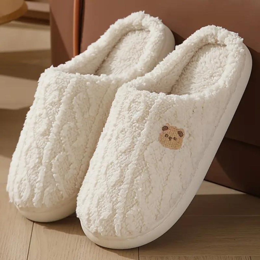 Women's Fluffy Bear Slippers Comfortable Winter - VibreMode