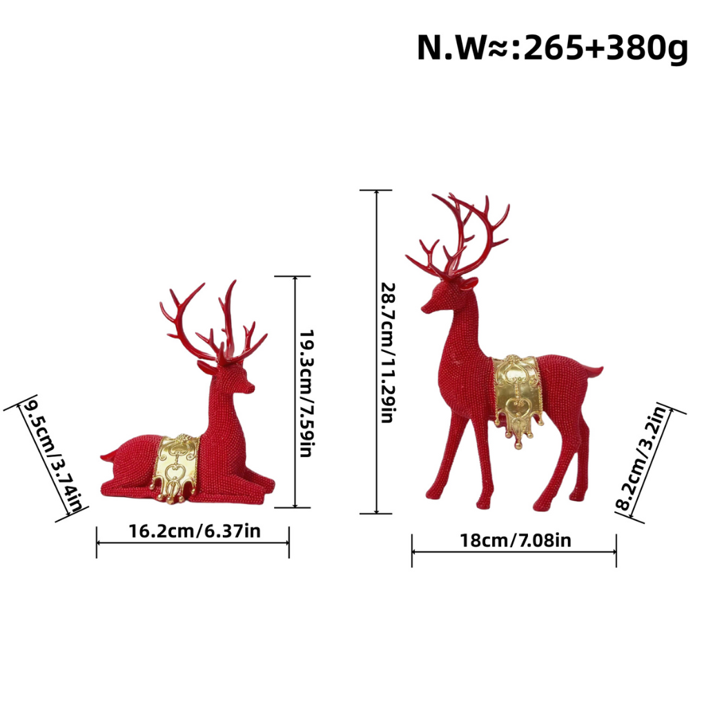 Silver Reindeer Christmas Figurines Set Of 2 - VibreMode