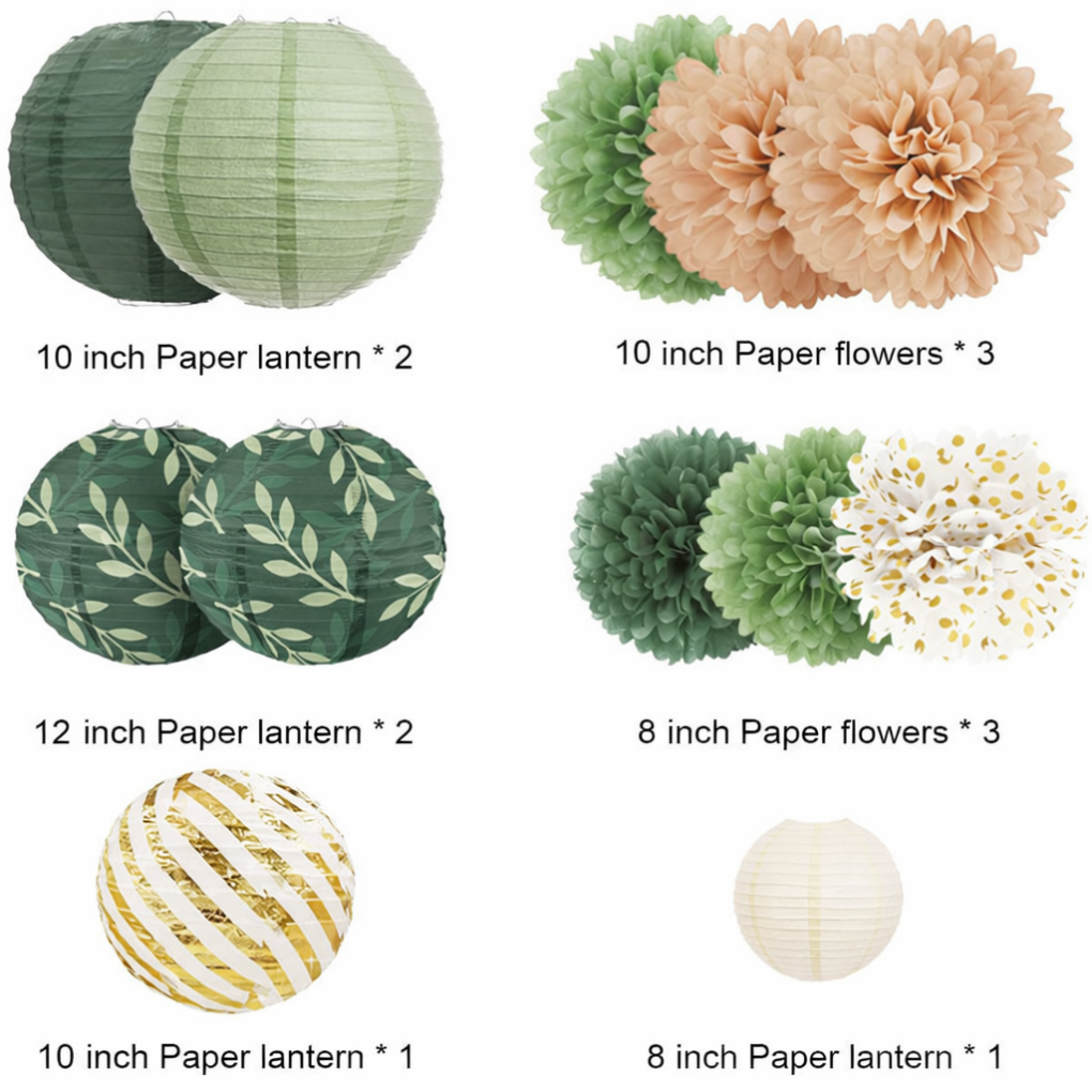 Gold Glitter Paper Pom Poms Decorations - VibreMode