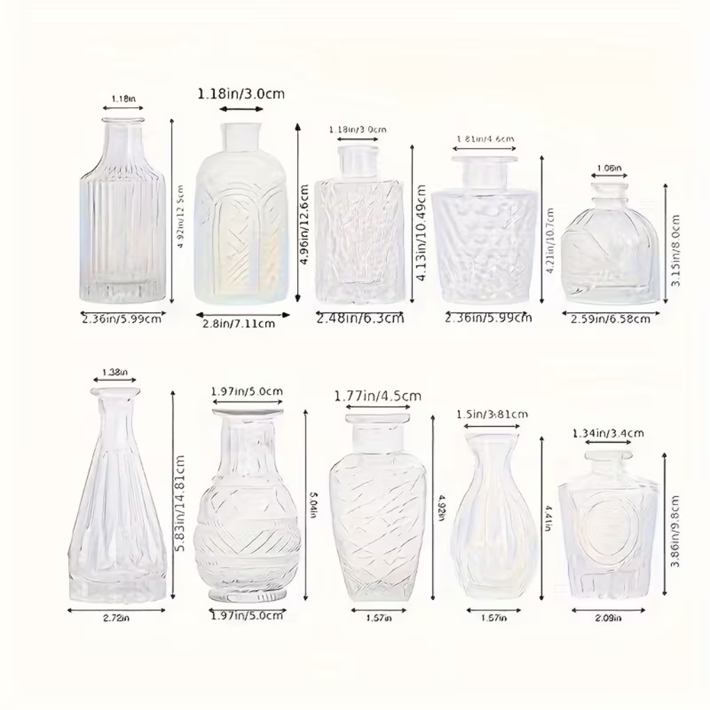 Glass Relief Vase Set Clear - VibreMode