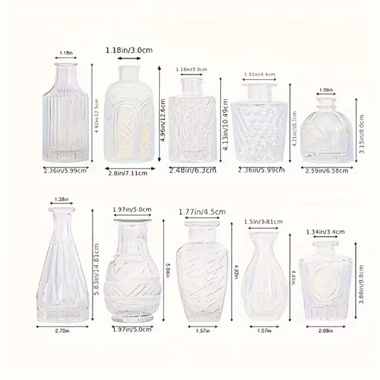 Glass Relief Vase Set Clear - VibreMode