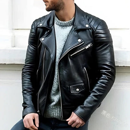 Rider Genuine Leather Biker Jacket - VibreMode