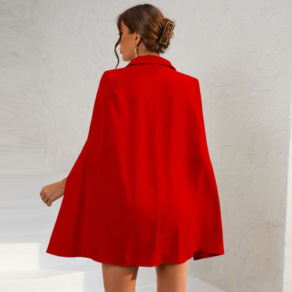 Chic Ladies Floral Caped Mini Dress
