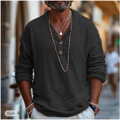 Men's Long Sleeve V Neck Shirt