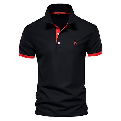 Men's Polo Shirt Short Sleeve Embroidered Contrast