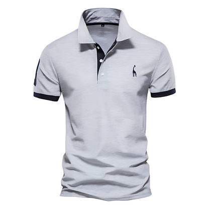 Men's Polo Shirt Short Sleeve Embroidered Contrast