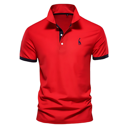 Men's Polo Shirt Short Sleeve Embroidered Contrast