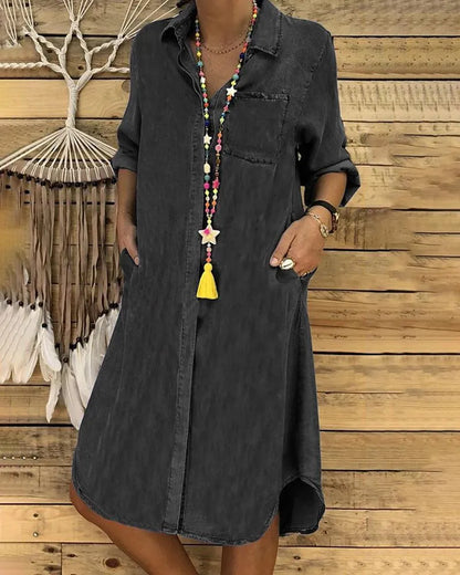 Women's Denim Shirt Dress Comfortable Fit