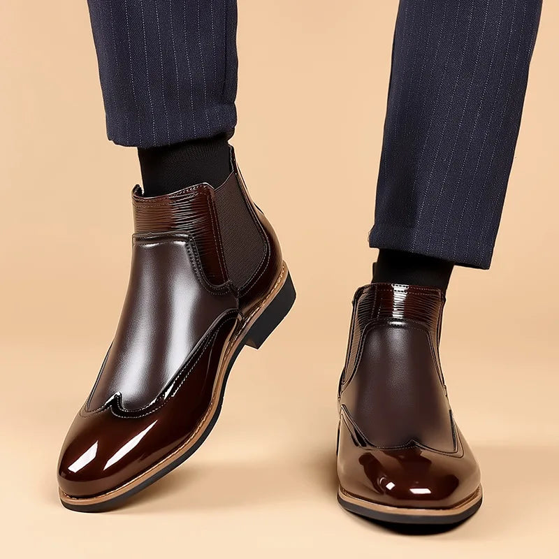 Men's Ankle Boots Elastic Sides Black - VibreMode